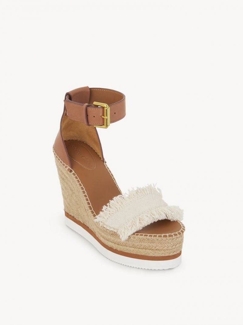 Chloe Glyn Fringed Espadrillos Wedge Hvide | CHE-SR14804