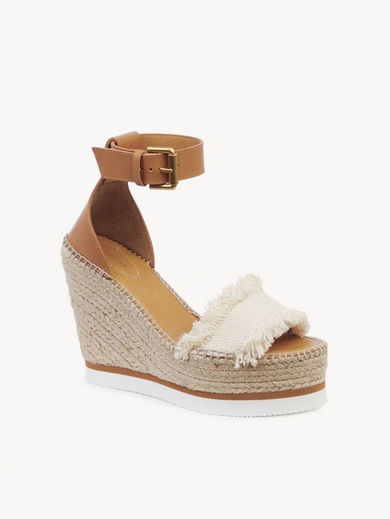 Chloe Glyn Fringed Espadrillos Wedge Hvide | CHE-SR14842