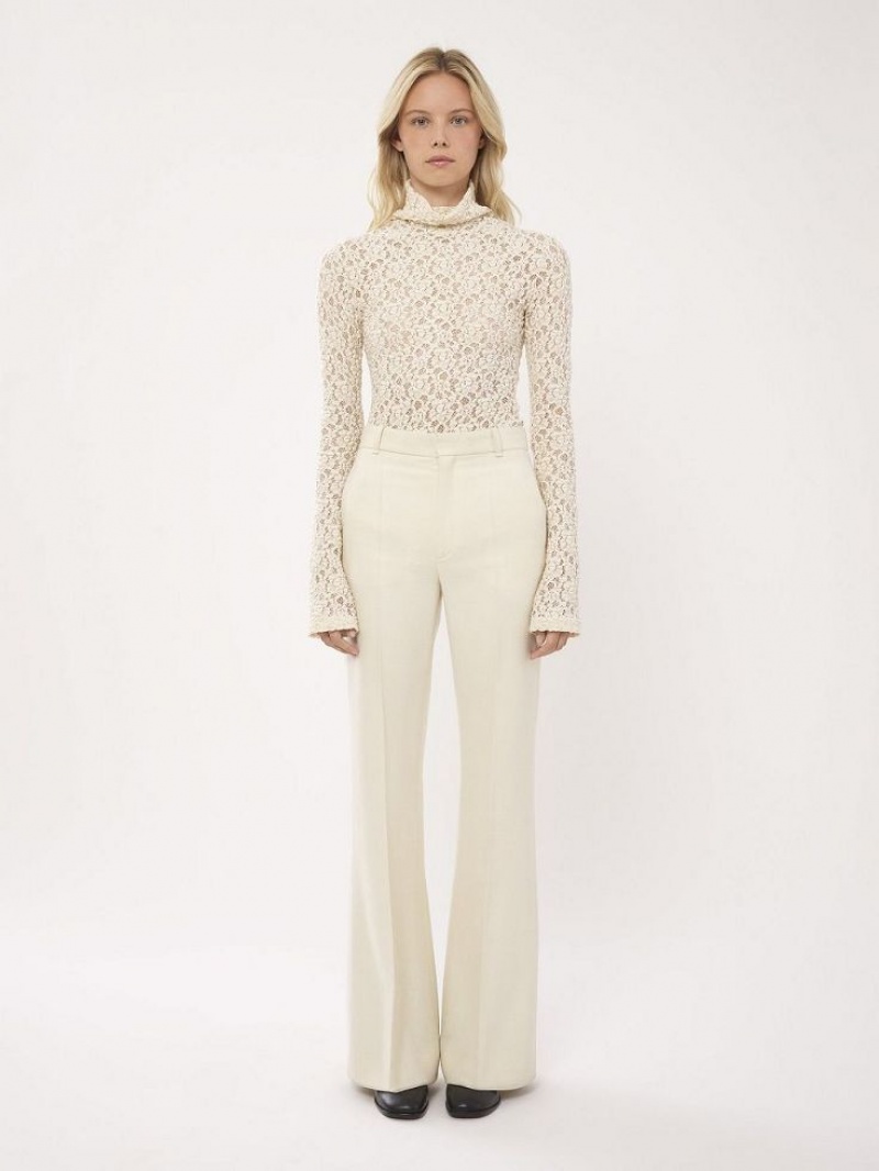 Chloe High-waisted Flare Bukser Hvide | CHE-SR14016