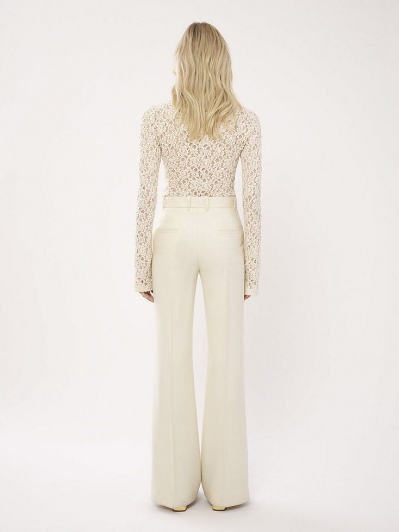 Chloe High-waisted Flare Bukser Hvide | CHE-SR14016