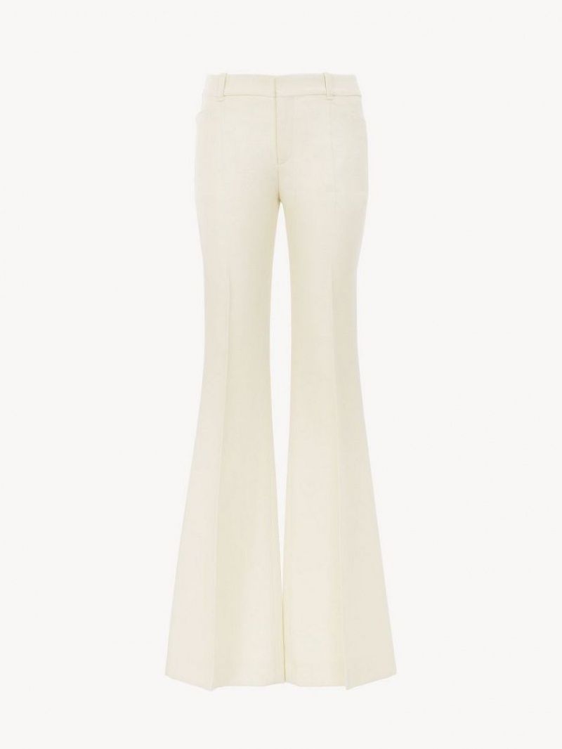 Chloe High-waisted Flare Bukser Hvide | CHE-SR14016