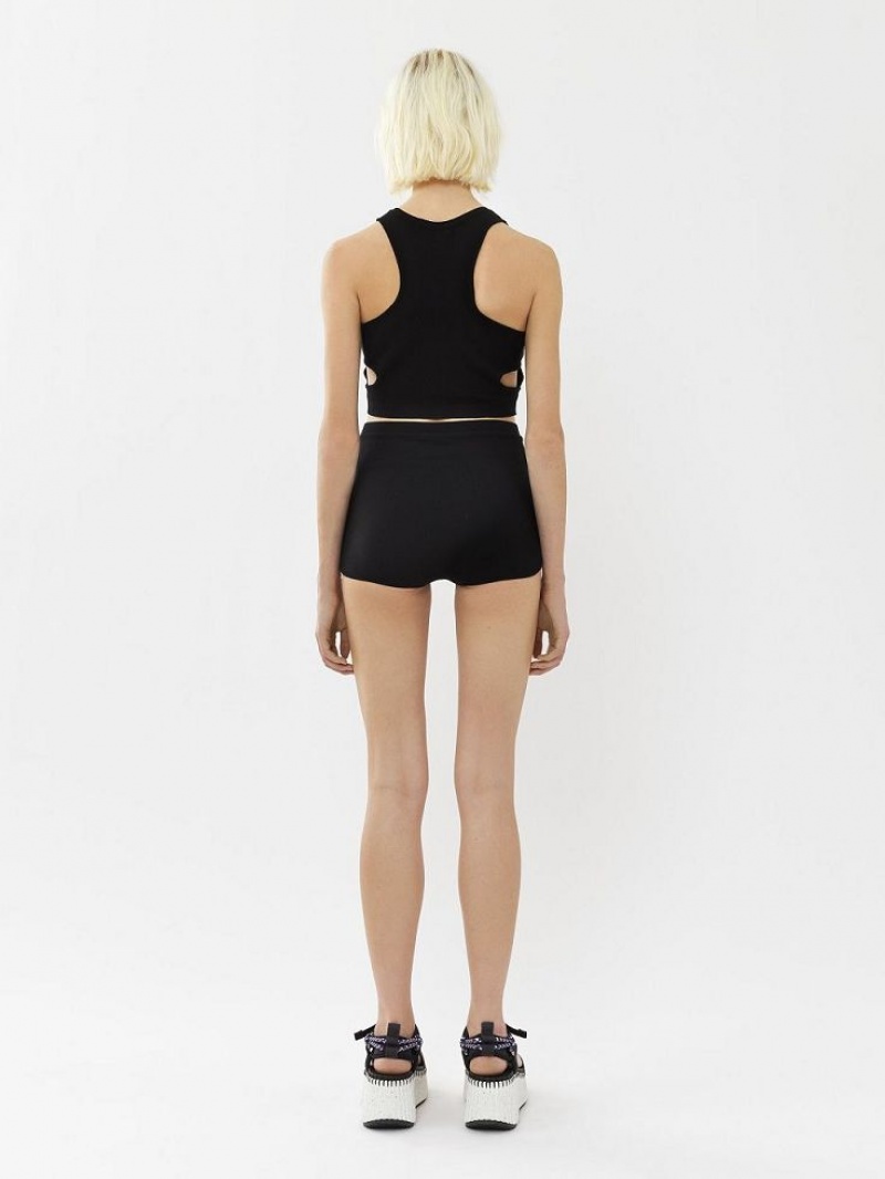 Chloe High-waisted Mini Shorts Strikkevarer Sort | CHE-SR13924