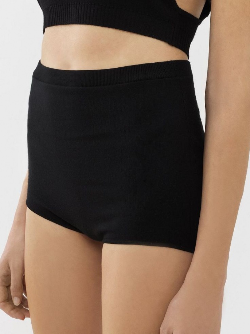 Chloe High-waisted Mini Shorts Strikkevarer Sort | CHE-SR13924