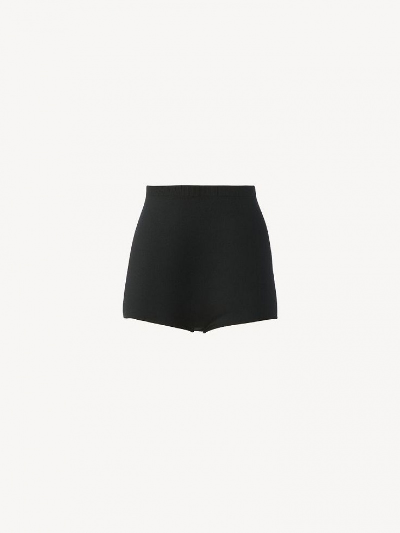 Chloe High-waisted Mini Shorts Strikkevarer Sort | CHE-SR13924