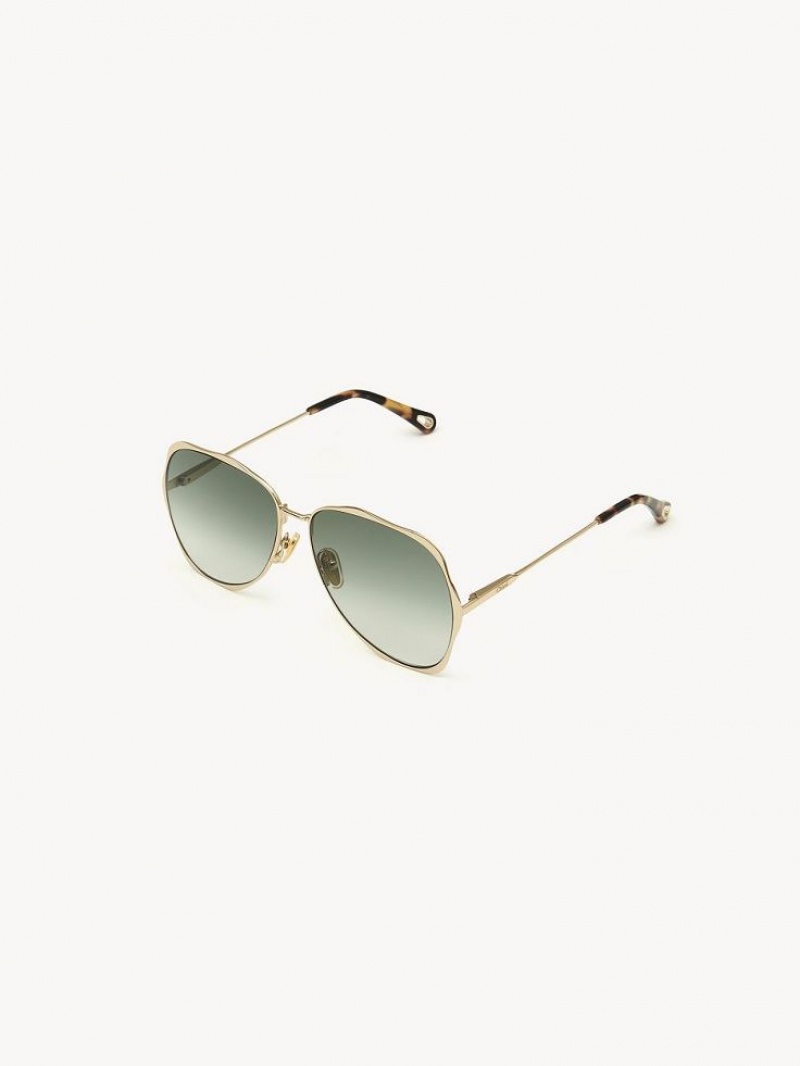 Chloe Honoré Solbriller Guld Grøn | CHE-SR14567