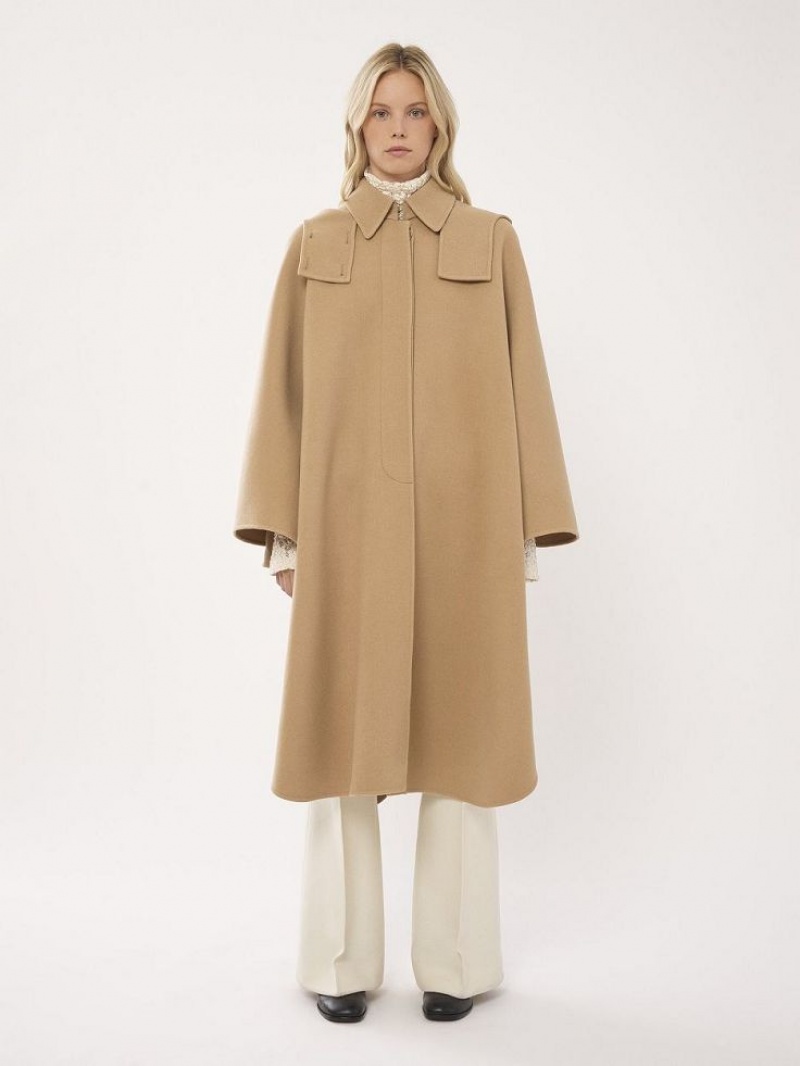 Chloe Hætte Cape Frakker Beige | CHE-SR13821