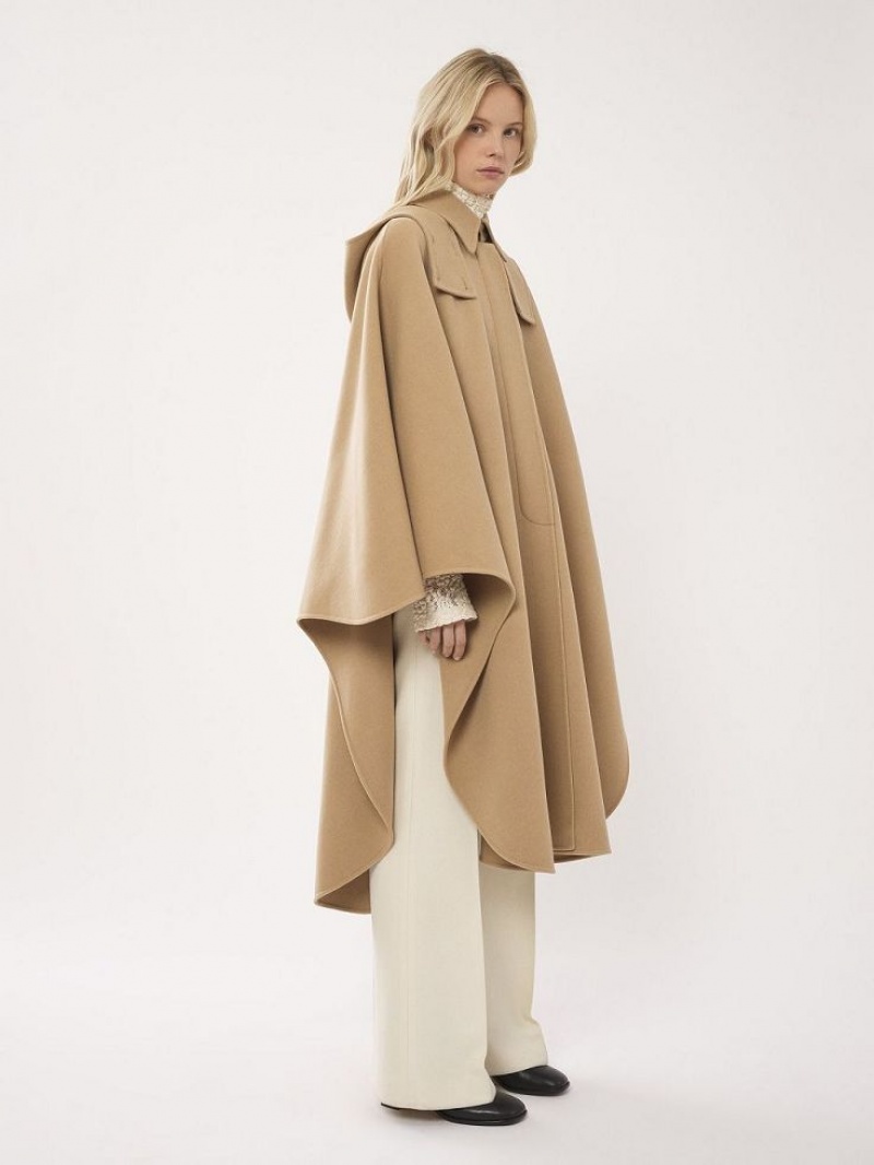 Chloe Hætte Cape Frakker Beige | CHE-SR13821