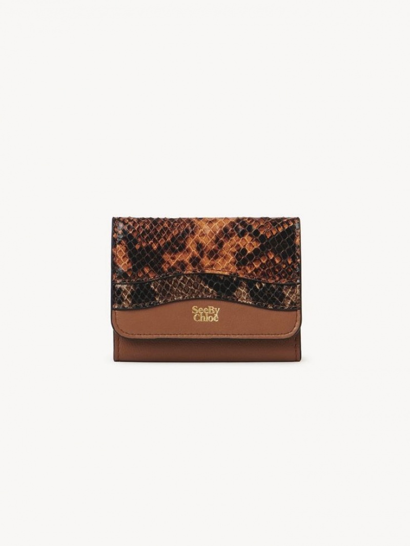 Chloe Layers Medium Tri-fold Lille Pung Brune | CHE-SR14899