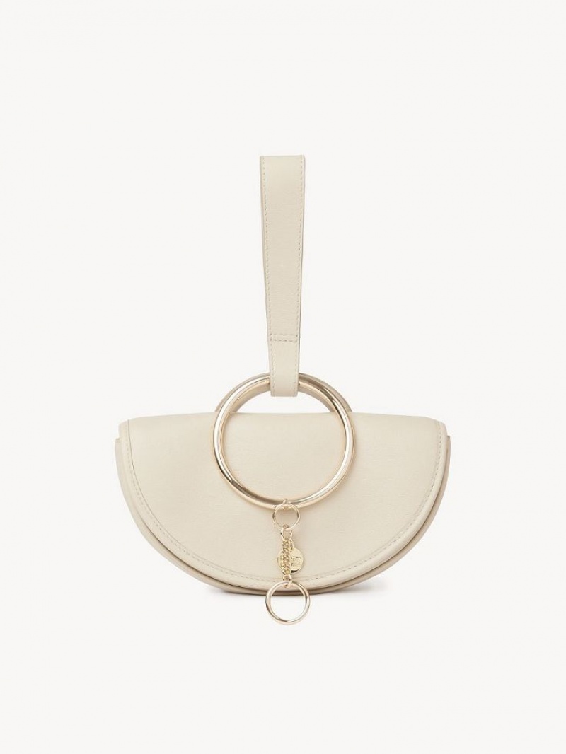 Chloe Mara Half Moon Mini Tasker Beige | CHE-SR14755