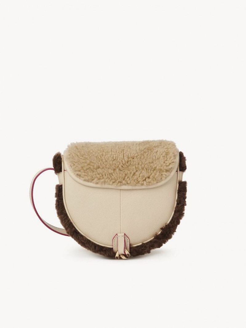 Chloe Mara Small Saddle Skuldertasker Beige | CHE-SR14604