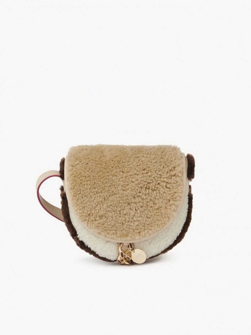 Chloe Mara Small Saddle Skuldertasker Beige | CHE-SR14604