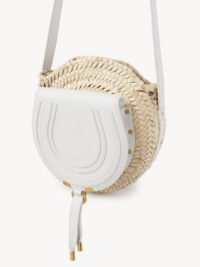 Chloe Marcie Basket Crossbody Taske Hvide | CHE-SR13572