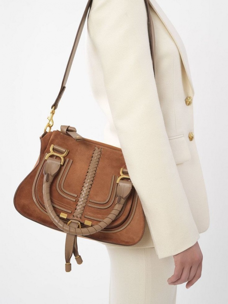 Chloe Marcie Small Double Carry Skuldertasker Brune | CHE-SR13440