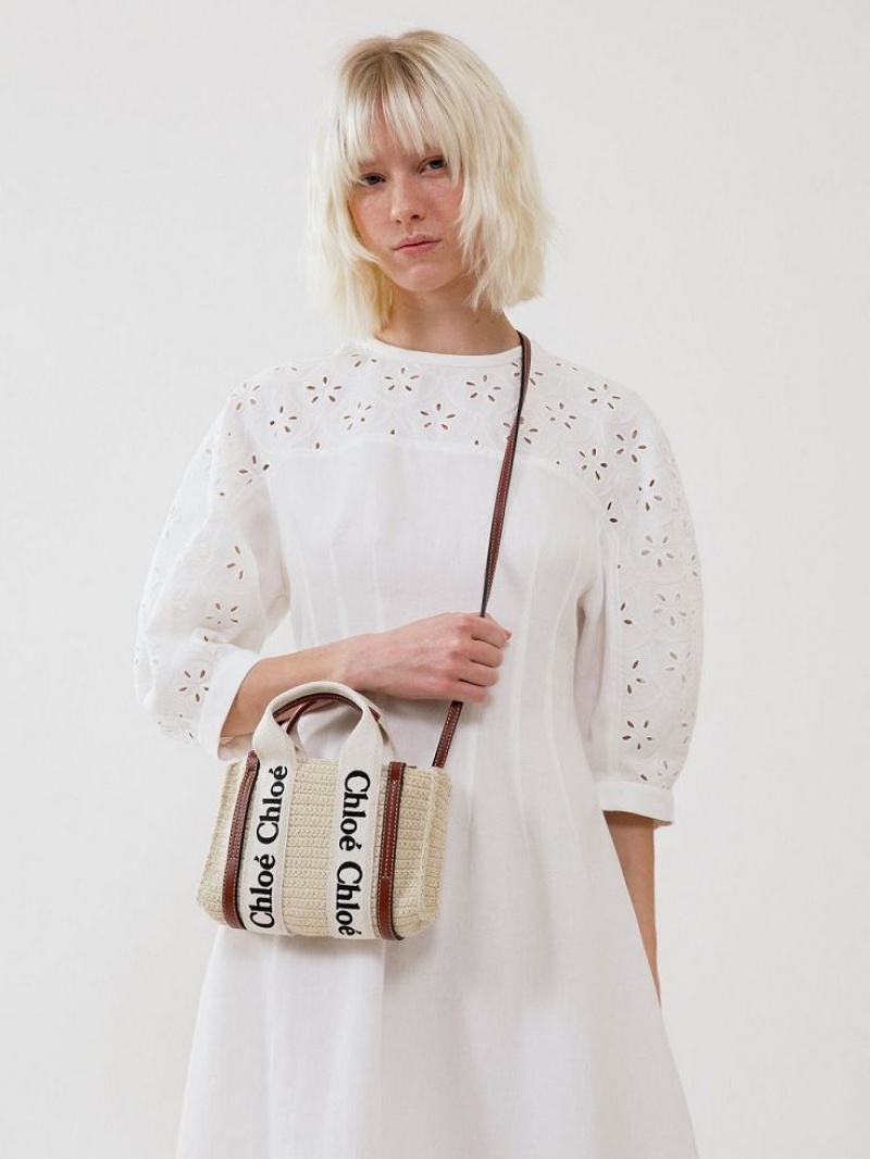 Chloe Mini Woody Crossbody Taske Brune Beige | CHE-SR13585