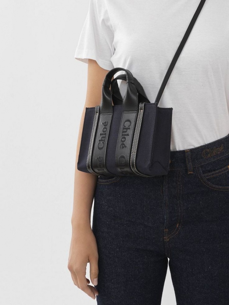 Chloe Mini Woody Crossbody Taske Dyb Blå | CHE-SR13548