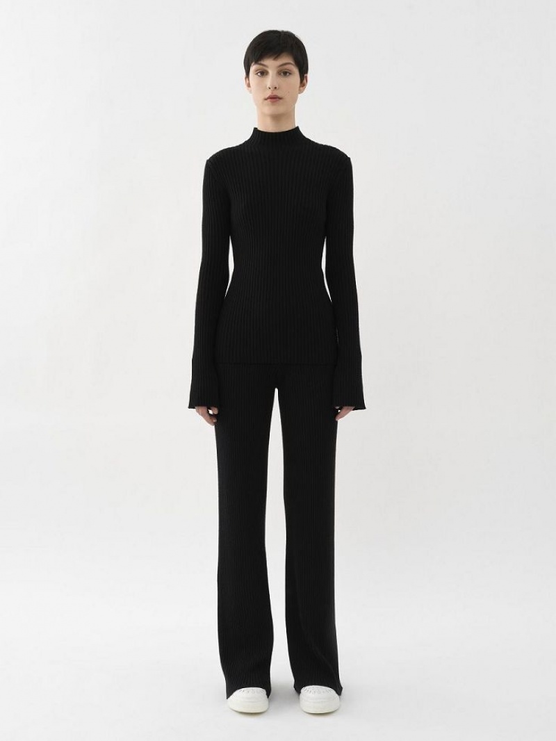 Chloe Mock-neck Strikkevarer Sort | CHE-SR13919