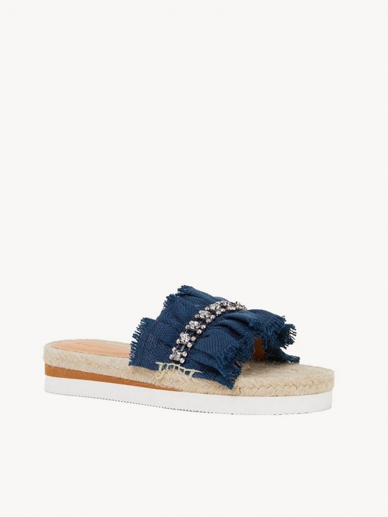 Chloe Mollie Espadrillos Flade Sko Dyb Blå | CHE-SR14807