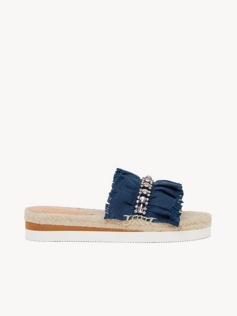 Chloe Mollie Espadrillos Flade Sko Dyb Blå | CHE-SR14807