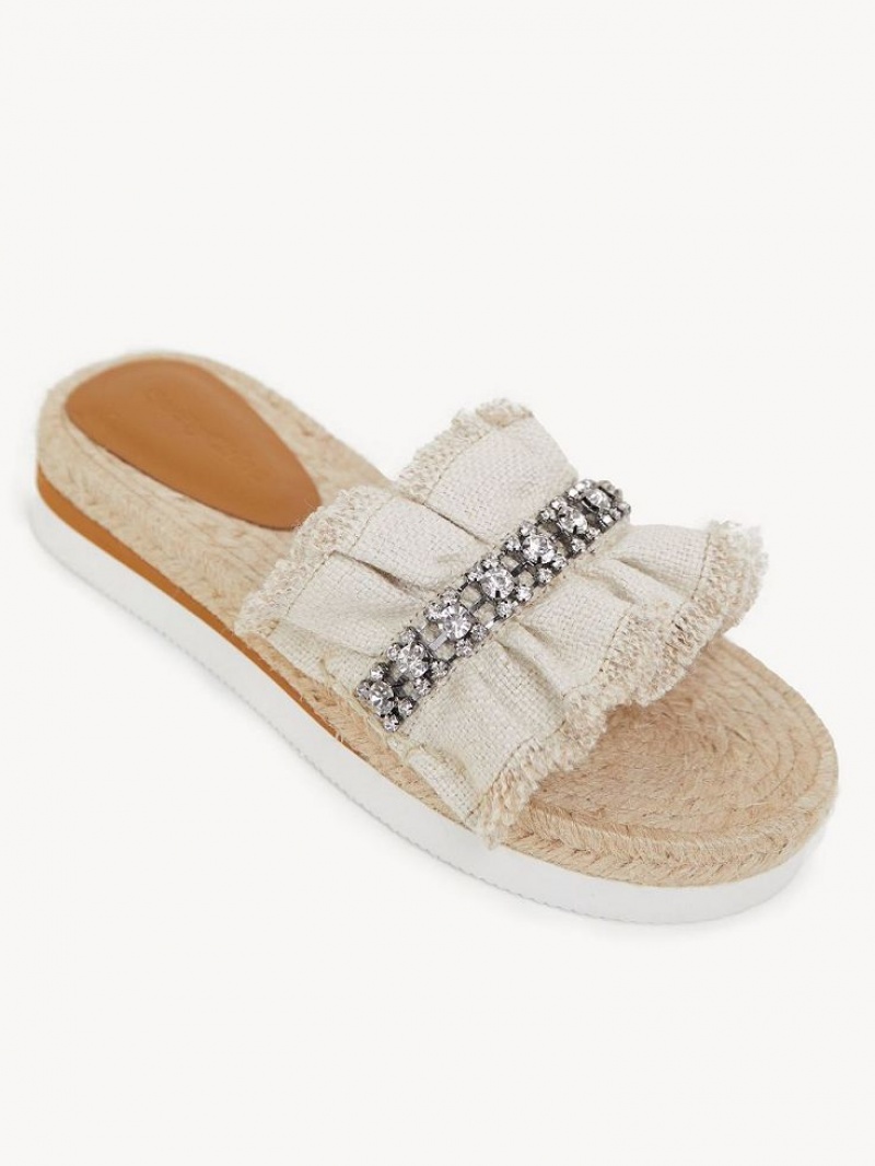 Chloe Mollie Espadrillos Flade Sko Sølv | CHE-SR14801