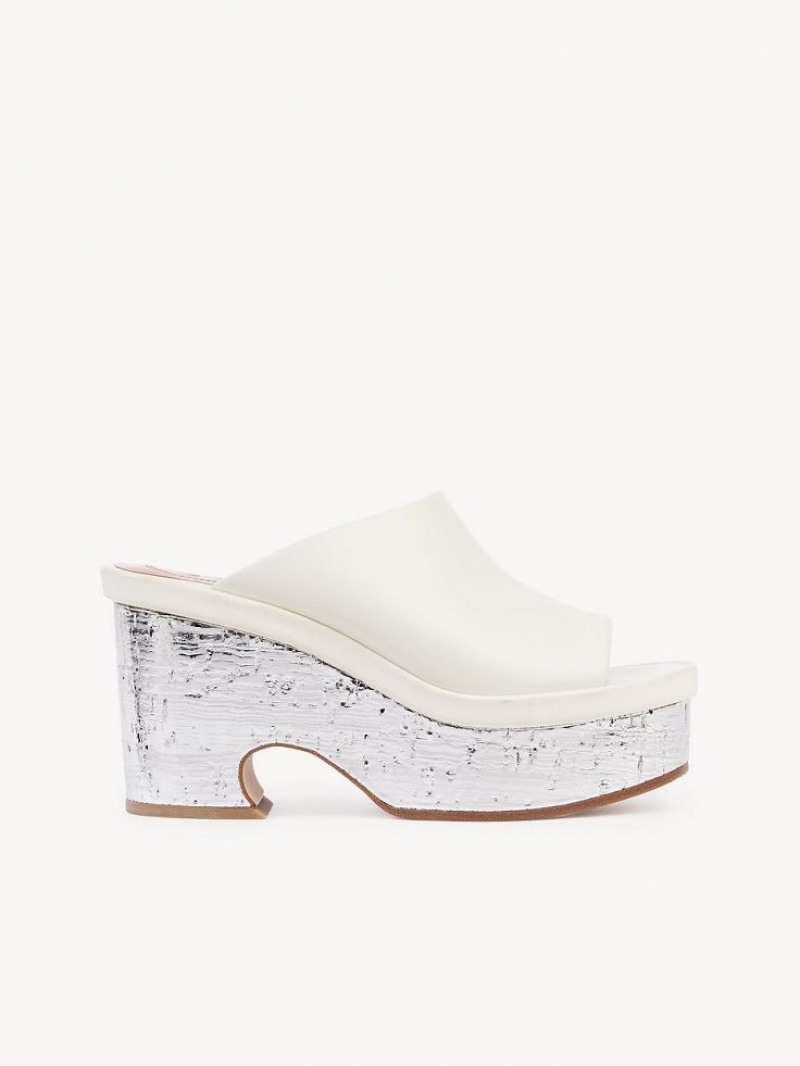 Chloe Oli Platform Mule Hvide | CHE-SR14155