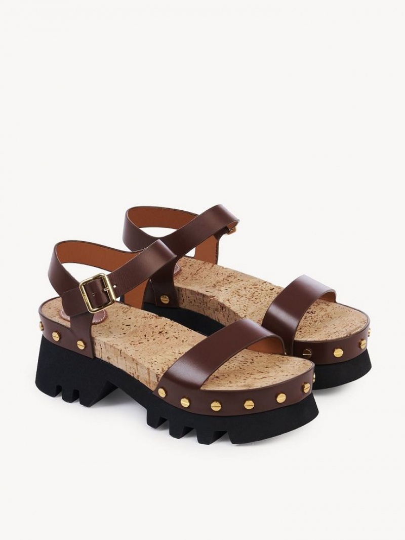 Chloe Owena Platform Sandaler Brune | CHE-SR14161