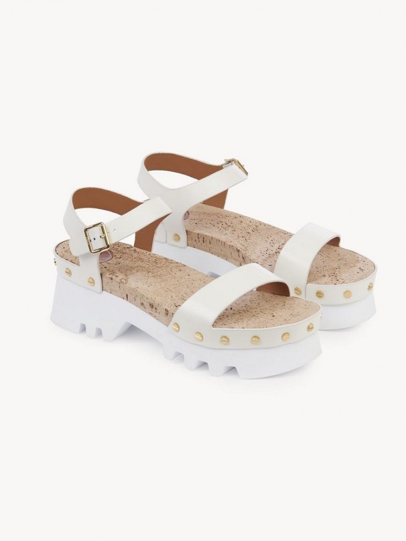 Chloe Owena Platform Sandaler Hvide | CHE-SR14162