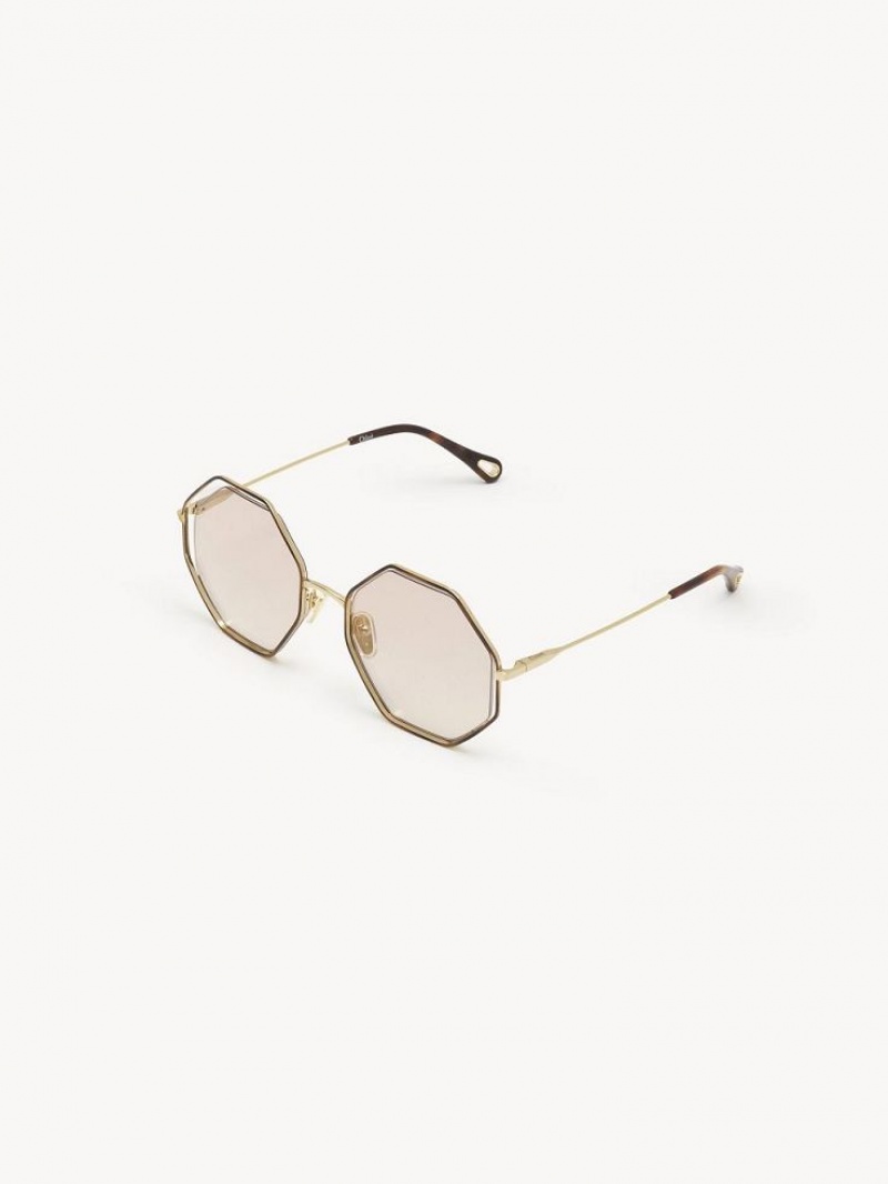 Chloe Poppy Petite Solbriller Guld Beige | CHE-SR14546