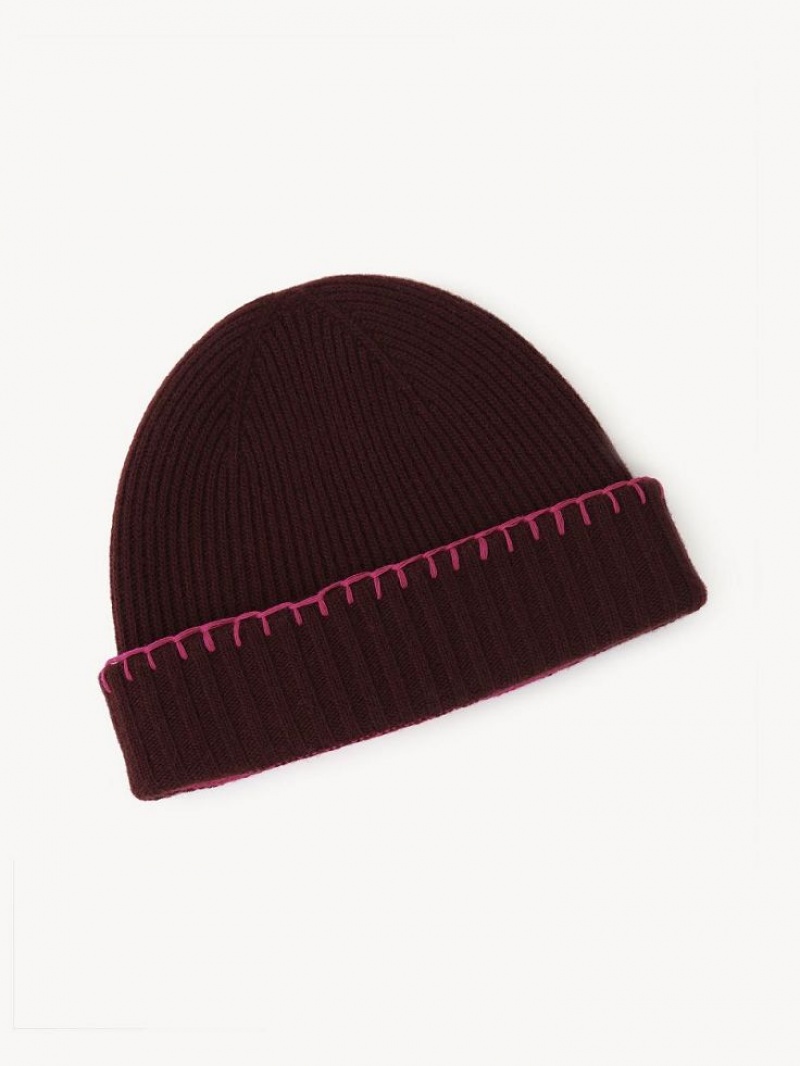 Chloe Ribbet Knit Beanie Hat Lilla Lyserød | CHE-SR14472