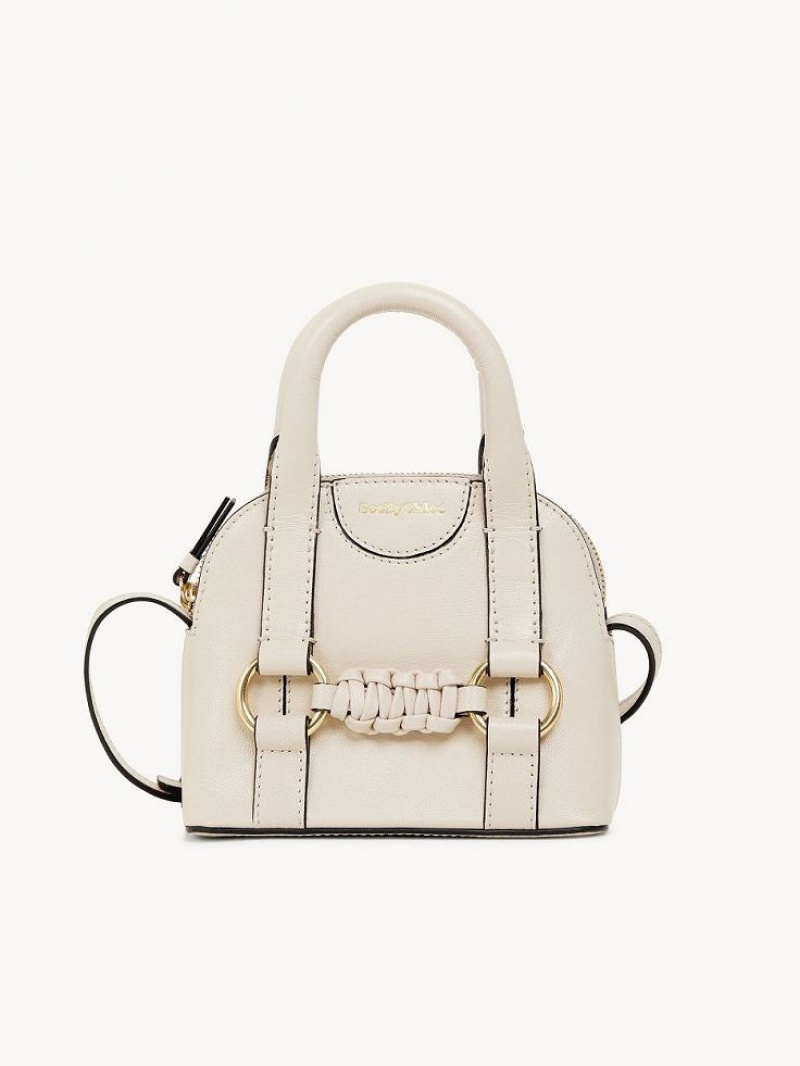 Chloe Saddie Micro Double Handle Skuldertasker Beige | CHE-SR14621