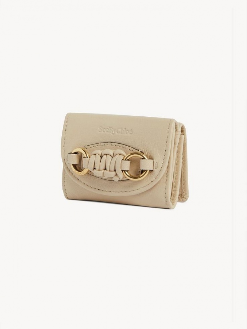 Chloe Saddie Mini Tri-fold Lille Pung Beige | CHE-SR14902