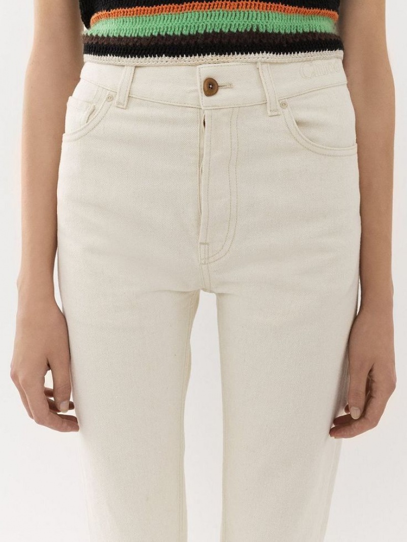 Chloe Semeru Lige-leg Jeans Hvide | CHE-SR13996