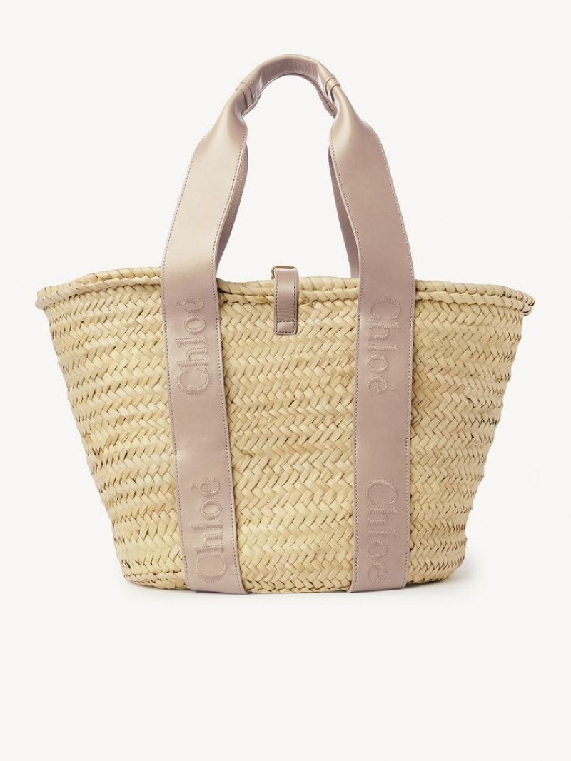 Chloe Sense Medium Basket Muleposer Beige | CHE-SR13382