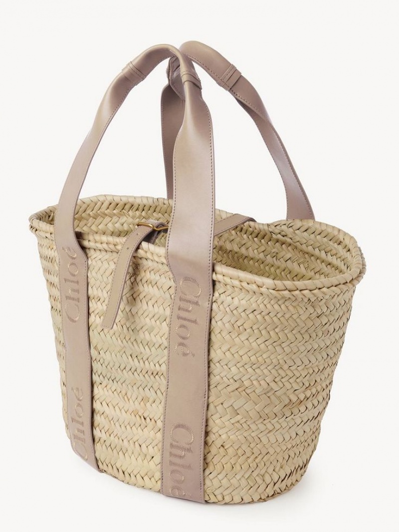 Chloe Sense Medium Basket Muleposer Beige | CHE-SR13382