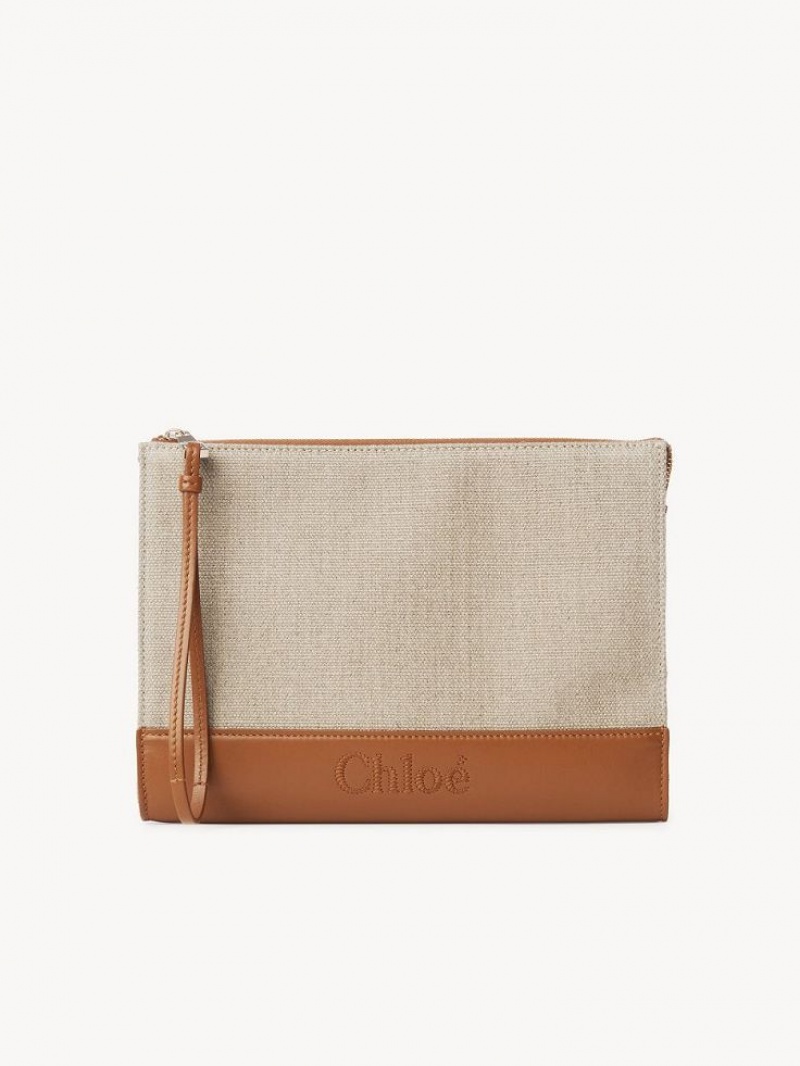 Chloe Sense Zippered Pouches Brune | CHE-SR14329