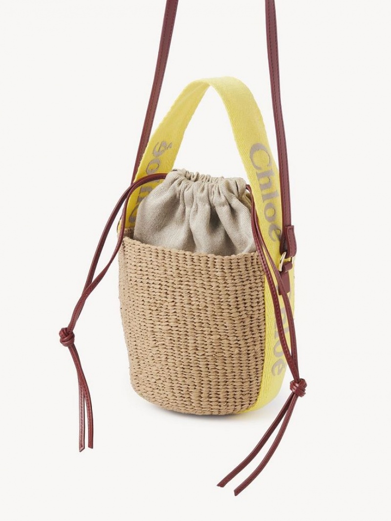 Chloe Small Woody Basket Crossbody Taske Gul Beige | CHE-SR13565