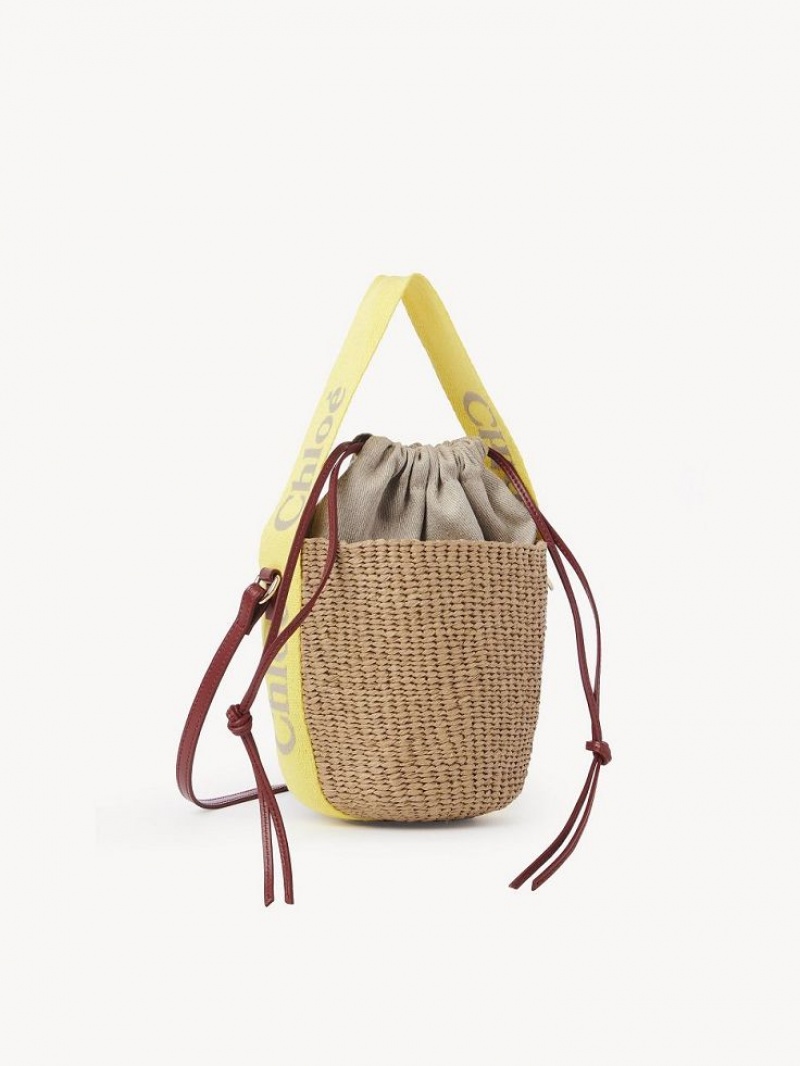 Chloe Small Woody Basket Crossbody Taske Gul Beige | CHE-SR13565