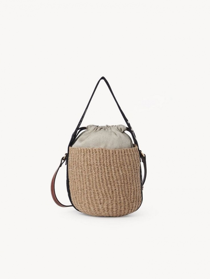 Chloe Small Woody Basket Crossbody Taske Sort Beige | CHE-SR13566