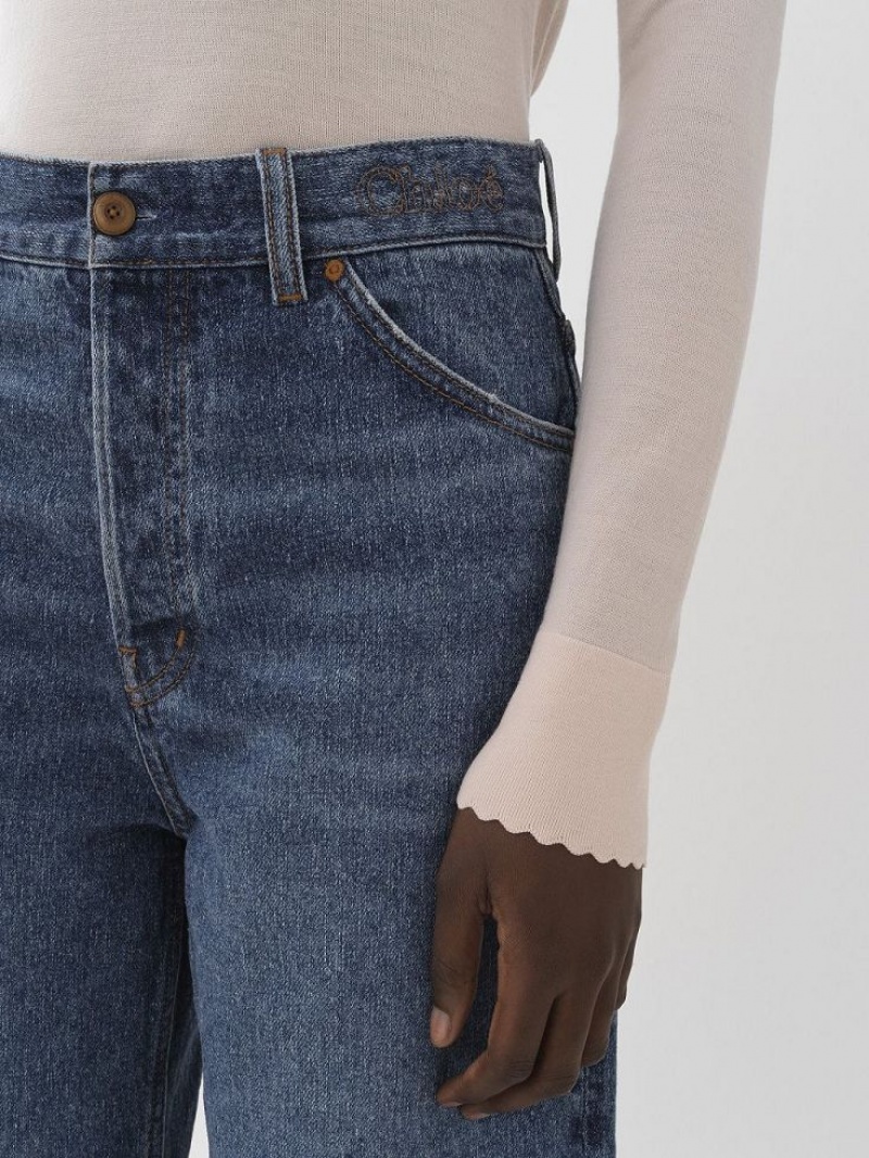 Chloe Stromboli Brede Cropped Jeans Blå | CHE-SR14011