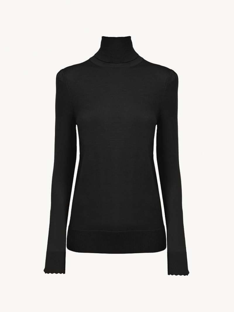 Chloe Turtleneck Strikkevarer Sort | CHE-SR13959