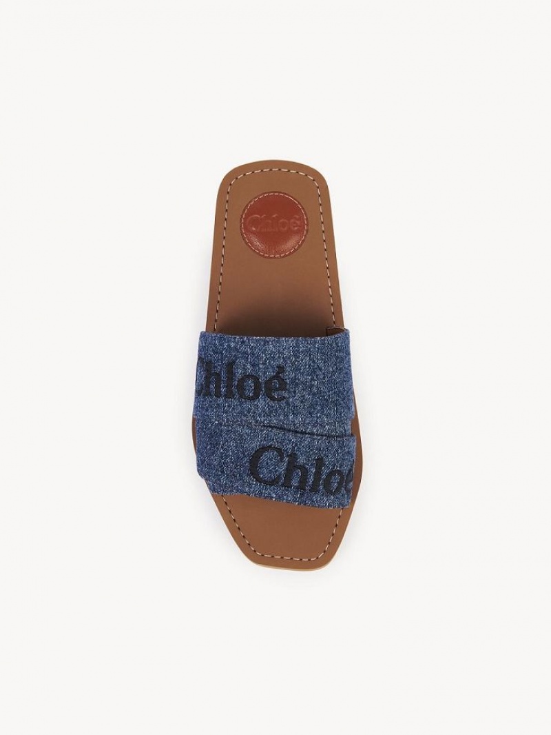 Chloe Woody Flade Mule Blå | CHE-SR14174