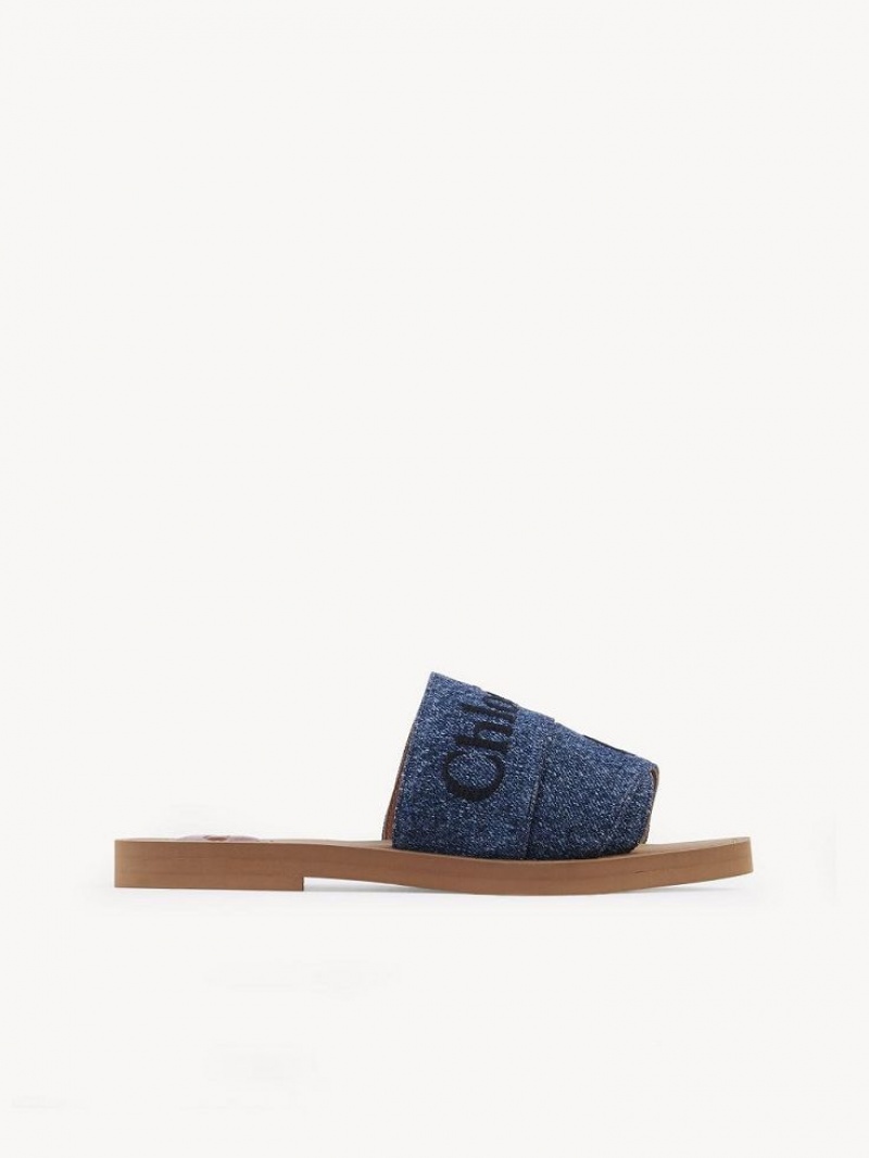 Chloe Woody Flade Mule Blå | CHE-SR14174