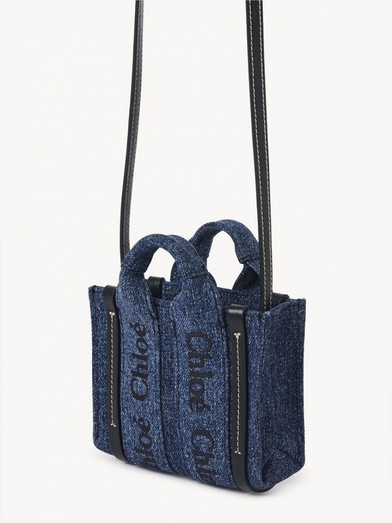 Chloe Woody Nano Tote Mini Tasker Blå | CHE-SR13676