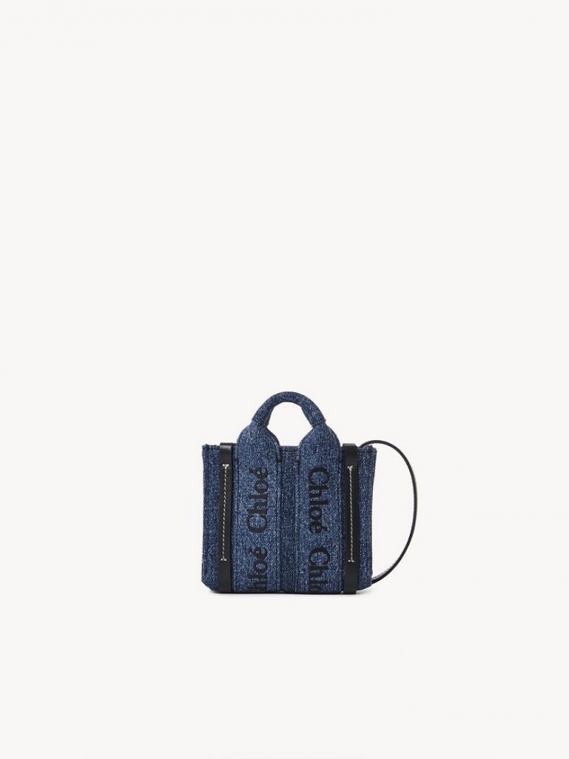 Chloe Woody Nano Tote Mini Tasker Blå | CHE-SR13676