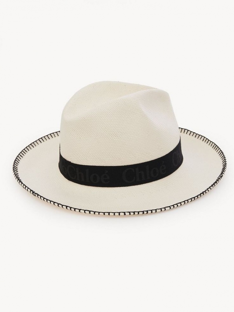 Chloe Woody Panama Hat Hvide | CHE-SR14498