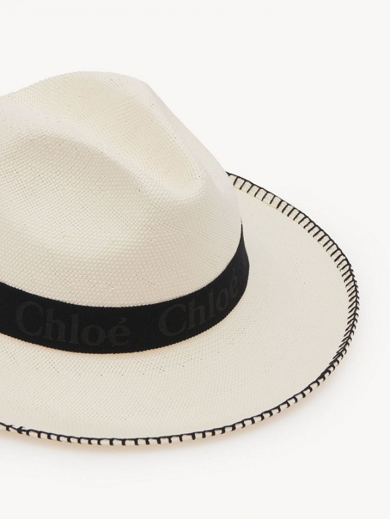 Chloe Woody Panama Hat Hvide | CHE-SR14498