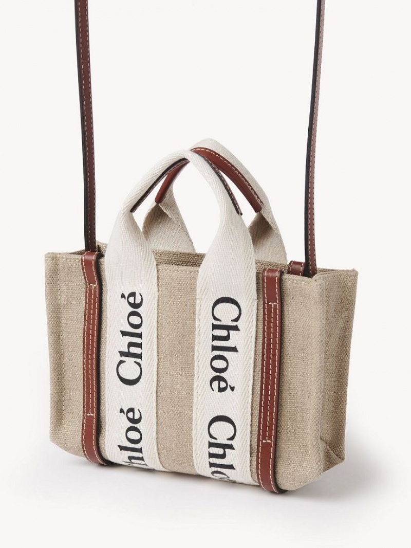 Chloe Woody Tote 3 Mini Tasker Hvide Brune | CHE-SR13723